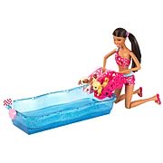 Barbie Swim and Race Pups African American Doll Set